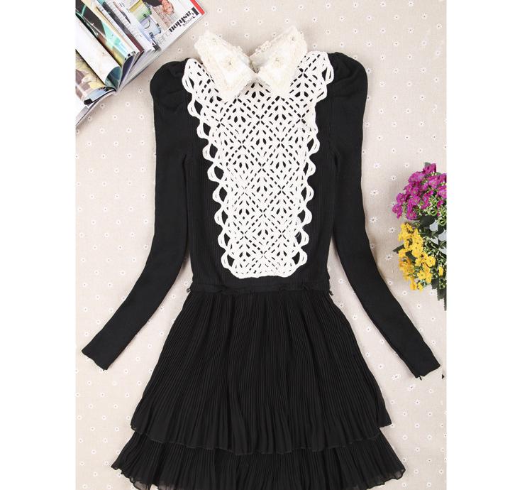 精品女裝 女士連衣裙上針織下雪紡料 時尚女裝特價 01圖片_高清圖_細節圖-溫州市鹿城區站前陳小春服裝批發部